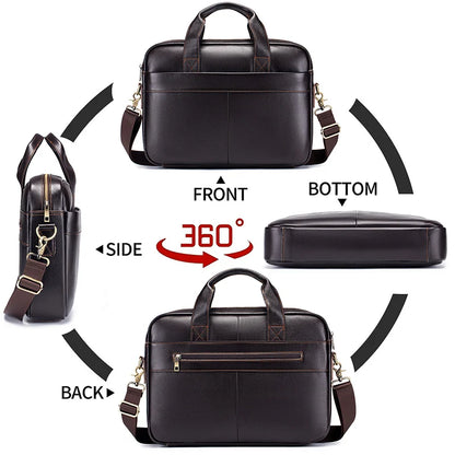 Men’s Cowhide Briefcase – 14 Inch Laptop Bag