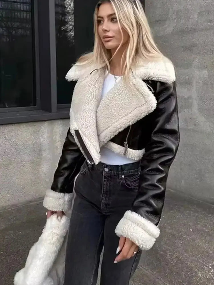 Women’s Thicken Faux Leather Jacket – Vintage Winter Coat