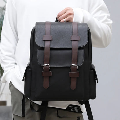 Men’s PU Leather Backpack – Laptop School Bag