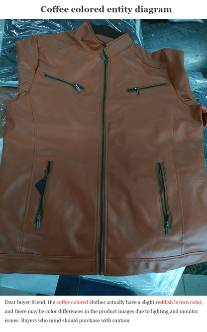 Men’s Motorcycle PU Leather Jacket – Slim Fit Coat