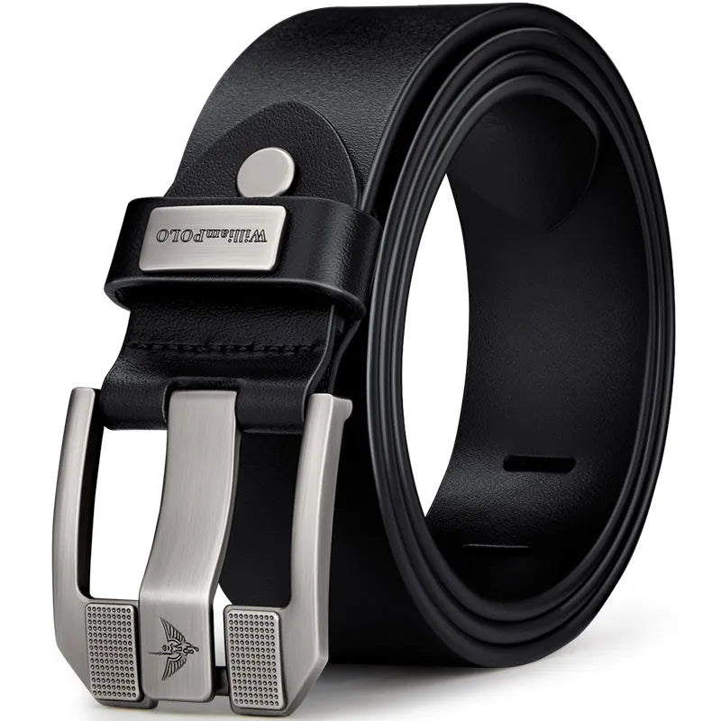 Men’s Cowhide Denim Belt – Needle Buckle Retro