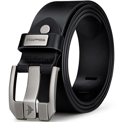 Men’s Cowhide Denim Belt – Needle Buckle Retro