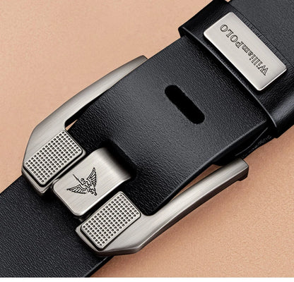 Men’s Cowhide Denim Belt – Needle Buckle Retro