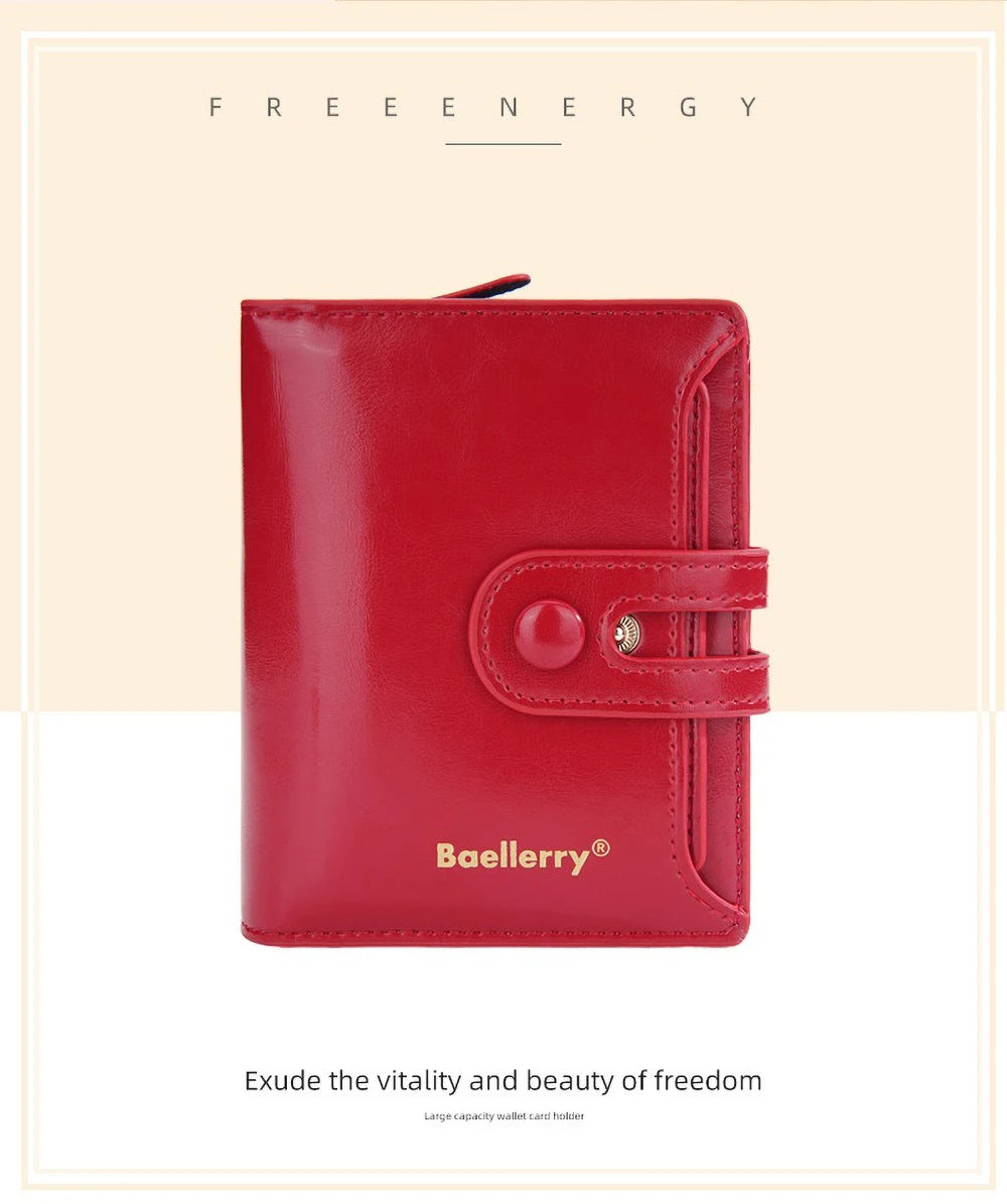 Women’s Waxed Leather Wallet – Buckle Zipper Design