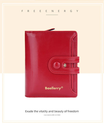 Women’s Waxed Leather Wallet – Buckle Zipper Design