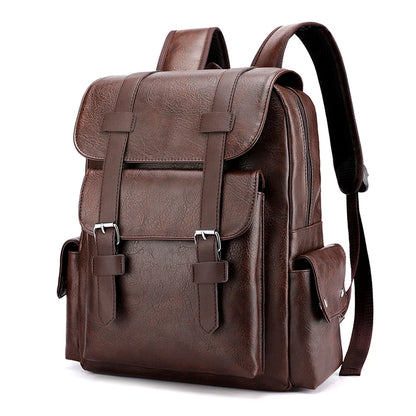 Men’s PU Leather Backpack – Laptop School Bag