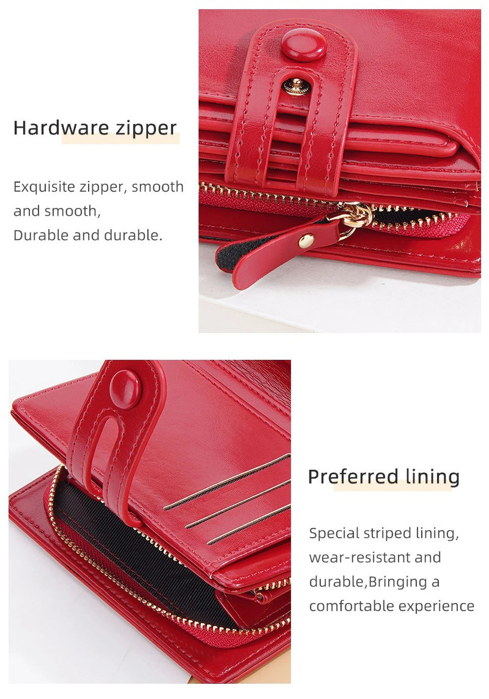 Women’s Waxed Leather Wallet – Buckle Zipper Design