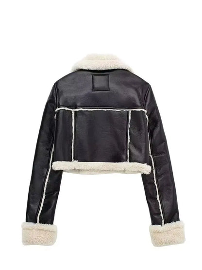 Women’s Thicken Faux Leather Jacket – Vintage Winter Coat