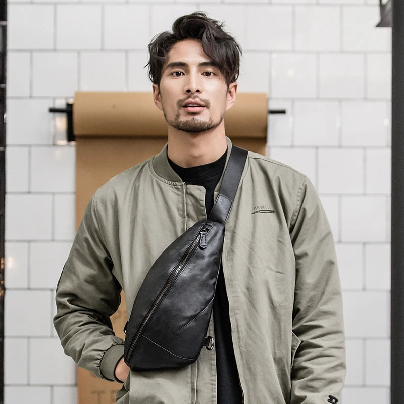 Men’s Leather Chest Bag – Sling Crossbody Pack