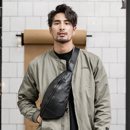 Men’s Leather Chest Bag – Sling Crossbody Pack