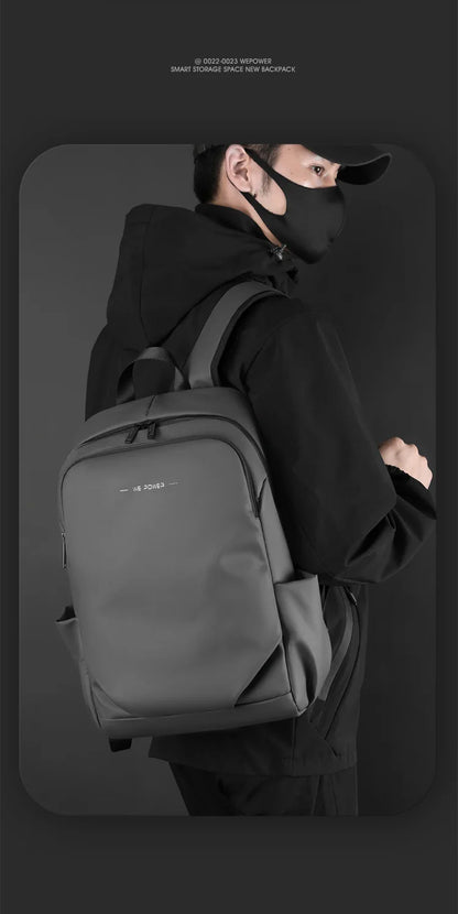 Men’s Frosted Leather Backpack – Waterproof Laptop Bag