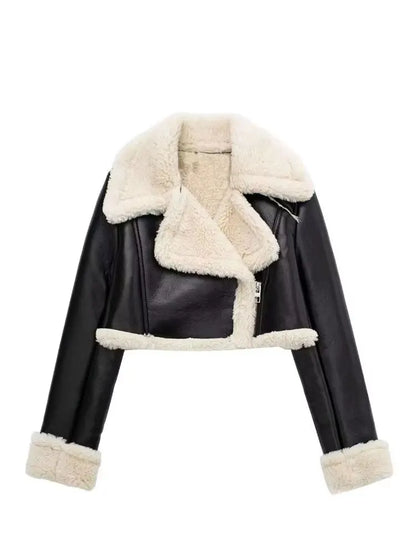 Women’s Thicken Faux Leather Jacket – Vintage Winter Coat