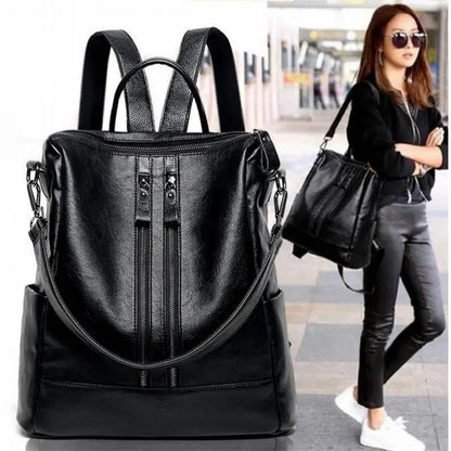 Women’s Soft Leather Backpack – Casual Travel Bag