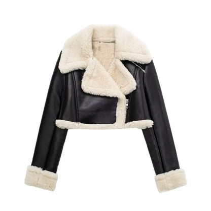 Women’s Thicken Faux Leather Jacket – Vintage Winter Coat