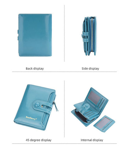 Women’s Waxed Leather Wallet – Buckle Zipper Design