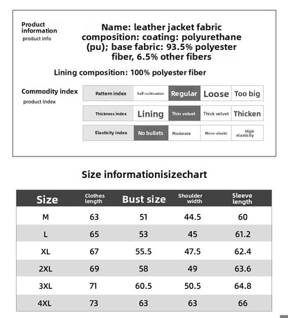 Men’s Windproof Leather Jacket – Retro Stand Collar Coat