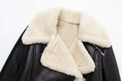 Women’s Thicken Faux Leather Jacket – Vintage Winter Coat
