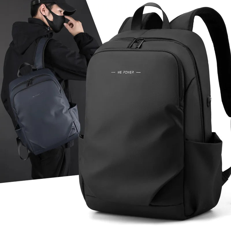 Men’s Frosted Leather Backpack – Waterproof Laptop Bag