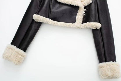 Women’s Thicken Faux Leather Jacket – Vintage Winter Coat