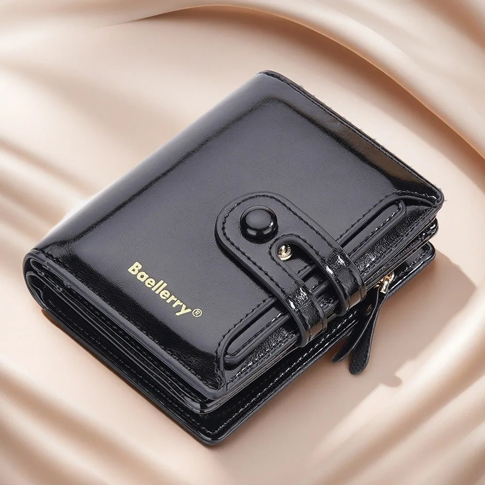 Women’s Waxed Leather Wallet – Buckle Zipper Design