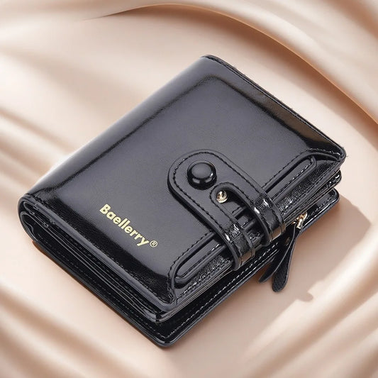 Women’s Waxed Leather Wallet – Buckle Zipper Design