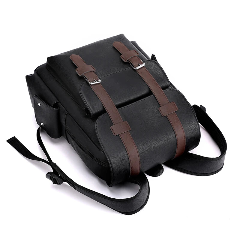 Men’s PU Leather Backpack – Laptop School Bag