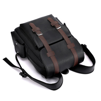 Men’s PU Leather Backpack – Laptop School Bag