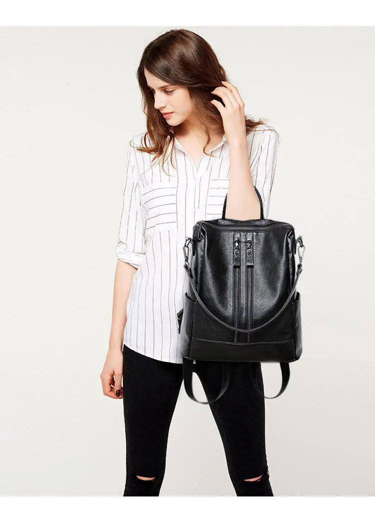 Women’s Soft Leather Backpack – Casual Travel Bag