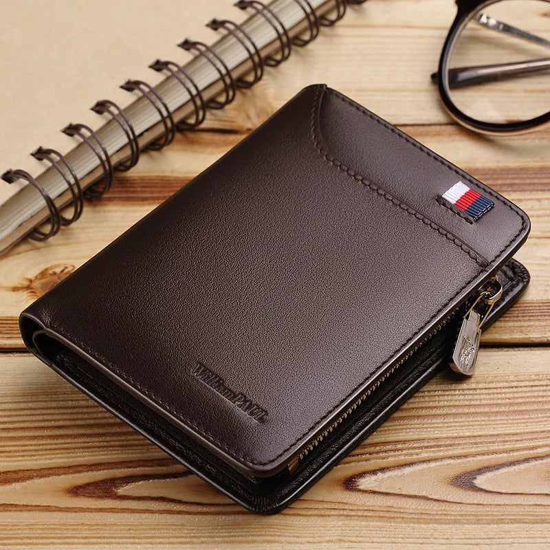 Men’s Leather Zipper Wallet – Business Card Holder