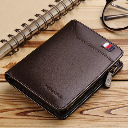 Men’s Leather Zipper Wallet – Business Card Holder