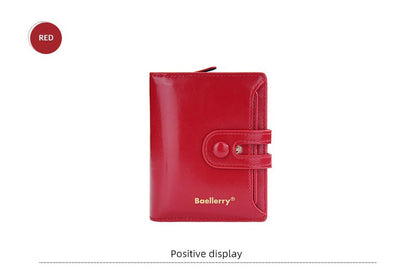 Women’s Waxed Leather Wallet – Buckle Zipper Design