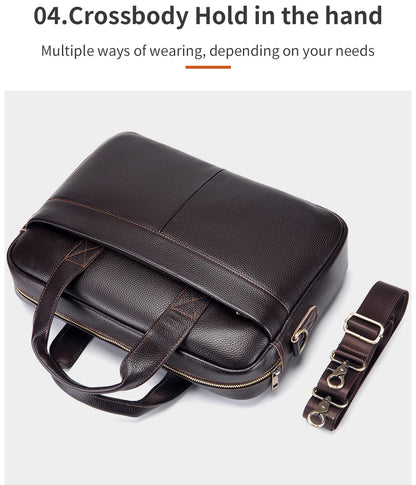 Men’s Cowhide Briefcase – 14 Inch Laptop Bag
