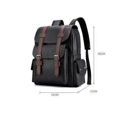 Men’s PU Leather Backpack – Laptop School Bag