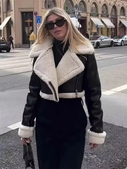 Women’s Thicken Faux Leather Jacket – Vintage Winter Coat