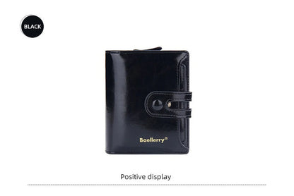 Women’s Waxed Leather Wallet – Buckle Zipper Design