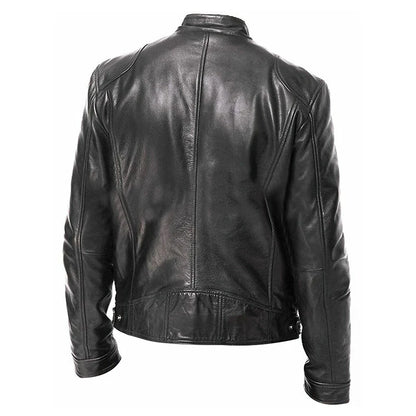 Men’s Motorcycle PU Leather Jacket – Slim Fit Coat