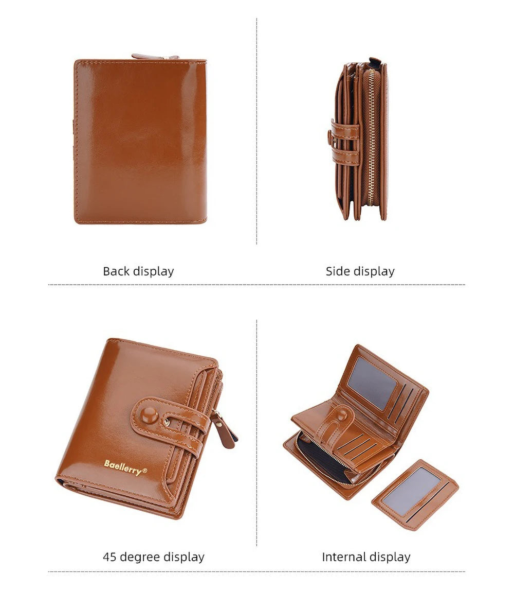 Women’s Waxed Leather Wallet – Buckle Zipper Design