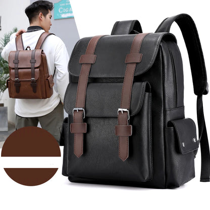 Men’s PU Leather Backpack – Laptop School Bag