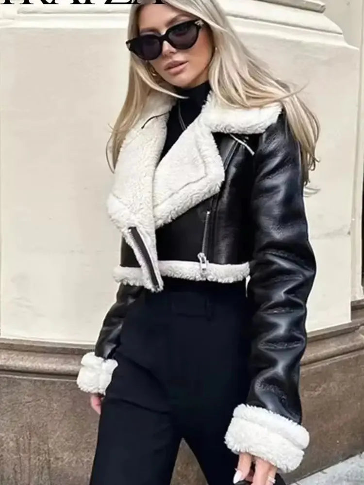 Women’s Thicken Faux Leather Jacket – Vintage Winter Coat