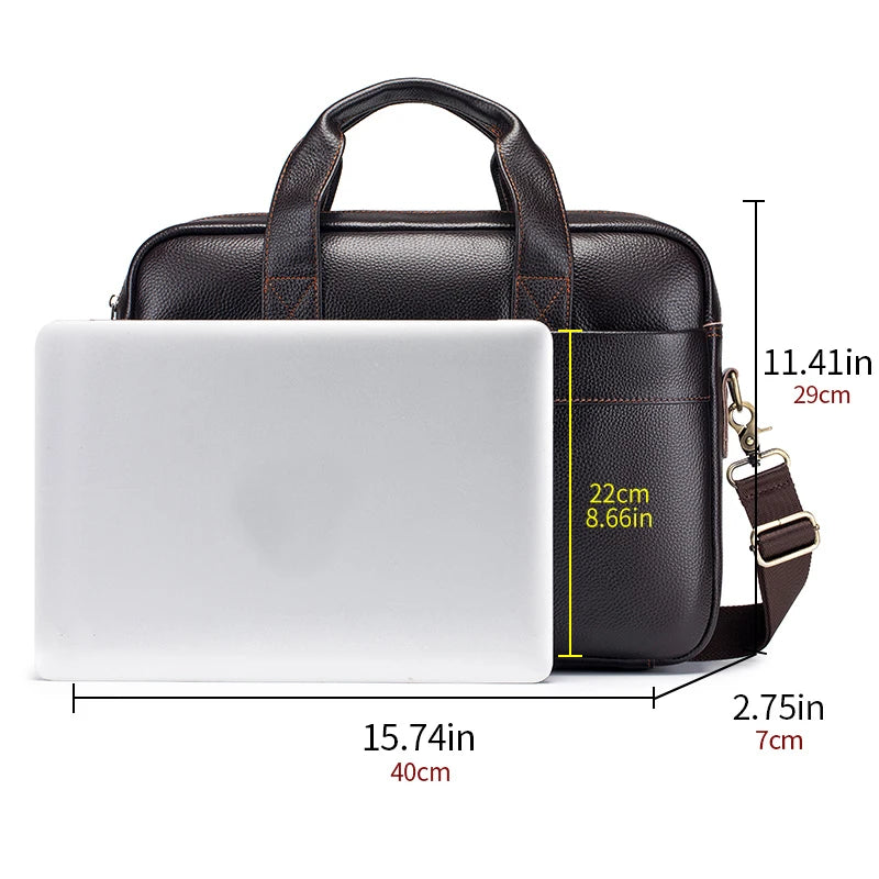 Men’s Cowhide Briefcase – 14 Inch Laptop Bag