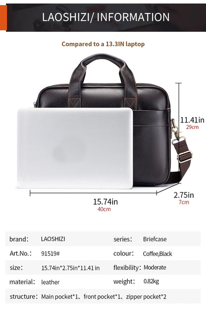 Men’s Cowhide Briefcase – 14 Inch Laptop Bag