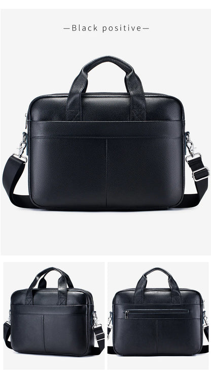 Men’s Cowhide Briefcase – 14 Inch Laptop Bag