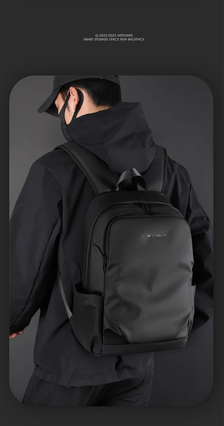 Men’s Frosted Leather Backpack – Waterproof Laptop Bag