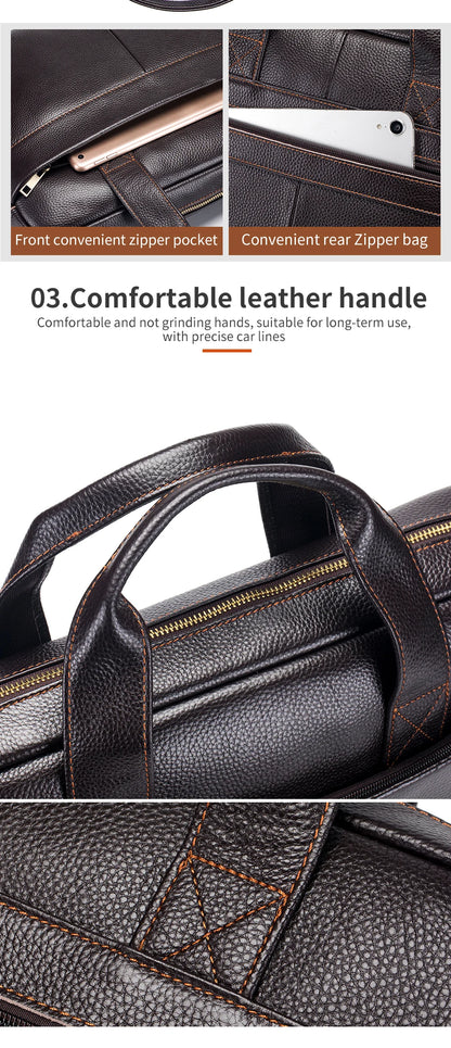 Men’s Cowhide Briefcase – 14 Inch Laptop Bag