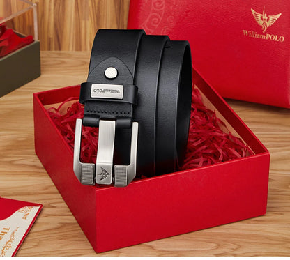 Men’s Cowhide Denim Belt – Needle Buckle Retro
