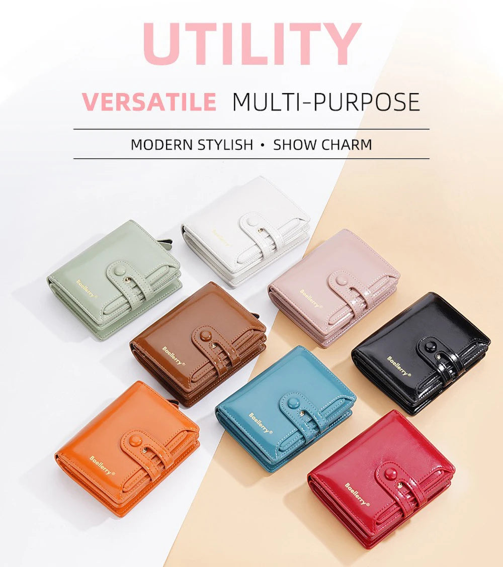 Women’s Waxed Leather Wallet – Buckle Zipper Design