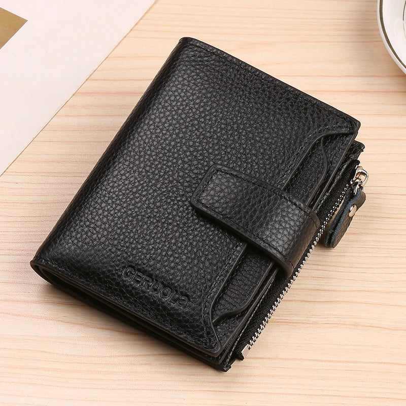 RFID Leather Tri-Fold Wallet – Anti-Theft