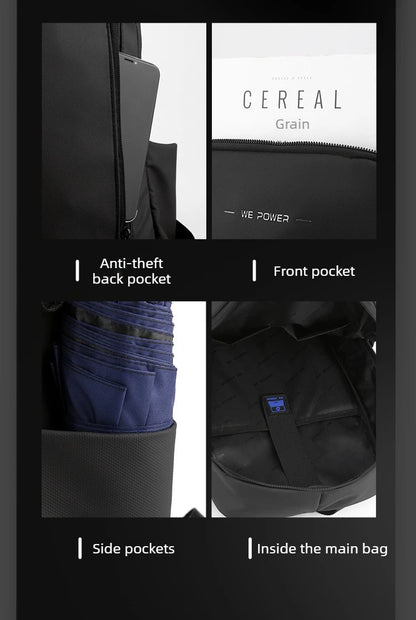 Men’s Frosted Leather Backpack – Waterproof Laptop Bag