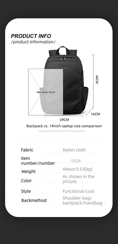 Men’s Frosted Leather Backpack – Waterproof Laptop Bag