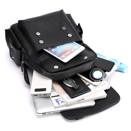 Men’s PU Leather Backpack – Laptop School Bag